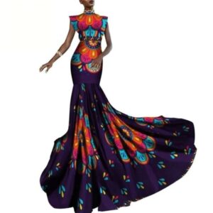 African Print Long Dress Sleeveless - Style 2